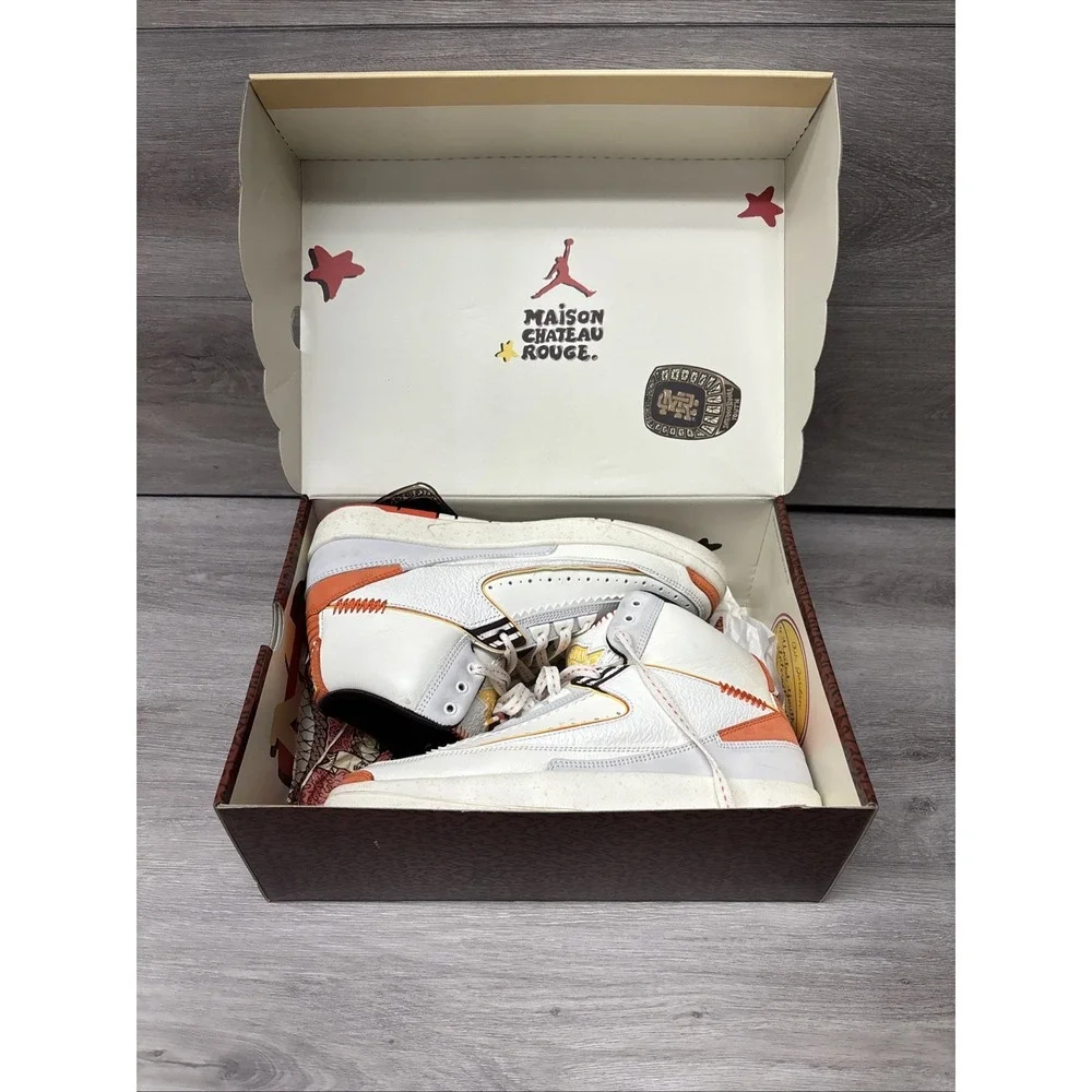 New Men's Jordan 2 Retro SP Maison Chateau Rouge Sail/Citron Pulse Size 9